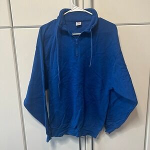 Vintage Jerzees by Russell Quarter Zip Sweatshirt Royal Blue Made in USA Large